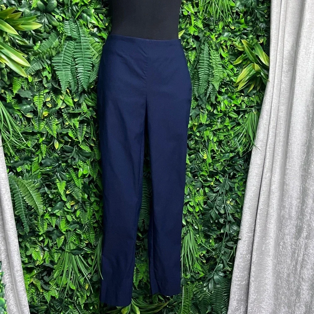 Chicos Pants Size 2R Navy Blue Pull On Ankle Slim Leg Stretch Trousers 3785 - Picture 9 of 9